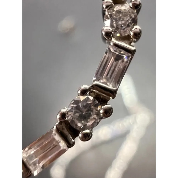 Open teardrop CZ sterling silver dangle earrings - Picture 10 of 11